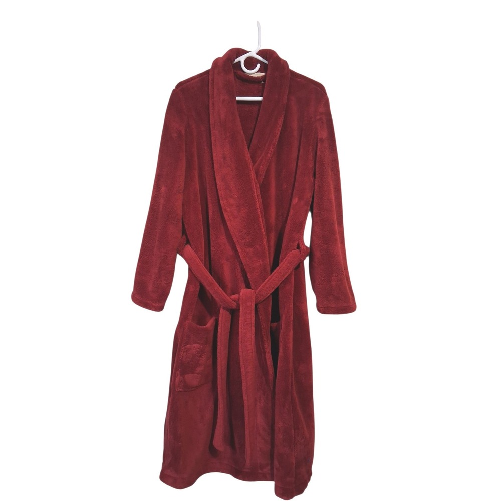 Soft Surroundings Plush Burgundy Robe with Shawl Collar